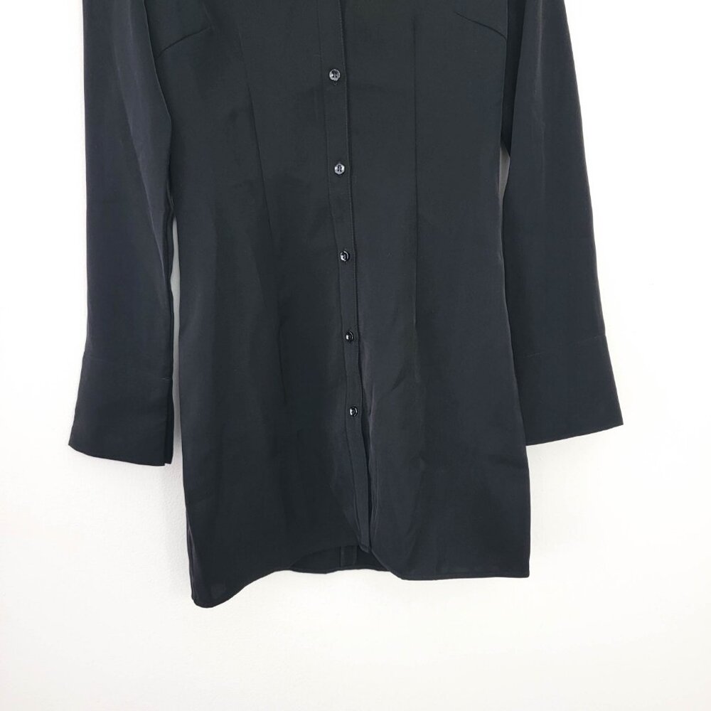 Aya Muse Collared Mini Shirt Dress in Black Medium - Picture 4 of 9